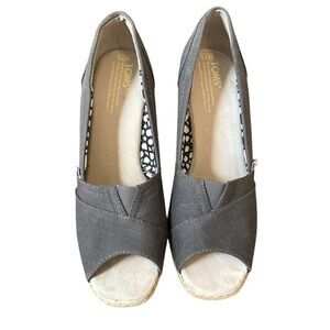 TOMS Women's Charcoal Espadrille Peep-Toe Shoes